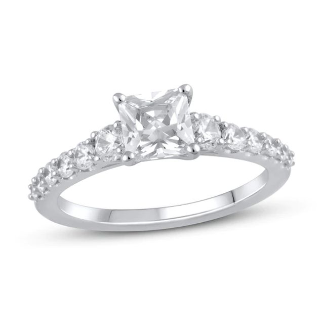 Lab-Created Diamonds by KAY Engagement Ring 1-1/2 ct tw Princess/Round-Cut 14K White Gold