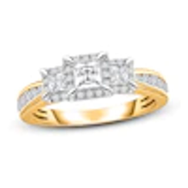 Kay Three-Stone Diamond Engagement Ring 1 ct tw Princess/Round 14K Yellow Gold