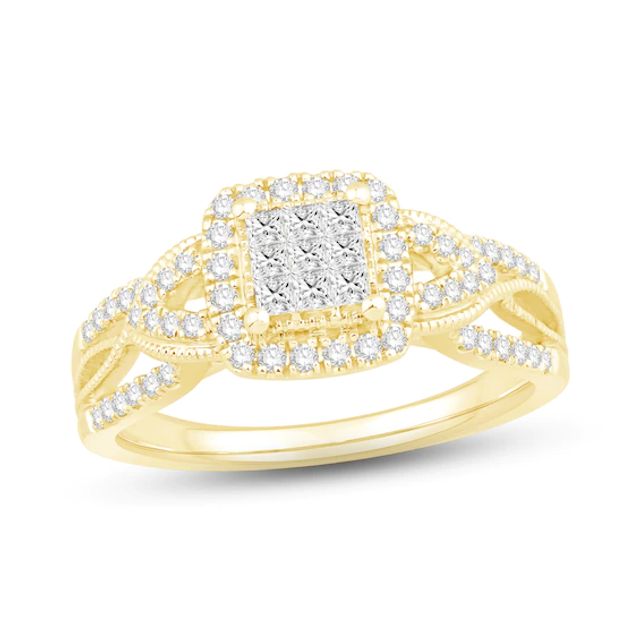 Kay Multi-Diamond Engagement Ring 1/2 ct tw Princess & Round 10K Yellow Gold