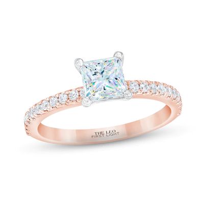 THE LEO First Light Diamond Princess-Cut Engagement Ring 1-1/ ct tw 14K Rose Gold