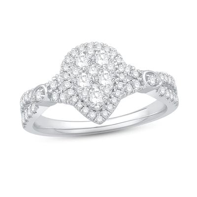 Multi-Diamond Engagement Ring 3/4 ct tw Round-cut 14K White Gold