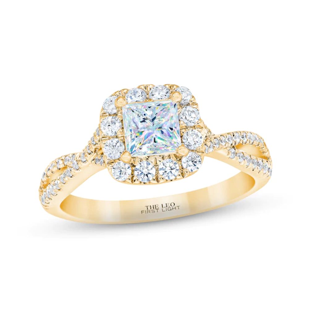 THE LEO First Light Diamond Princess-Cut Engagement Ring 1-1/8 ct tw 14K Yellow Gold