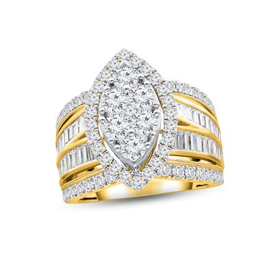 Now + Forever Multi-Diamond Engagement Ring 3 ct tw Round & Baguette-cut 14K Yellow Gold