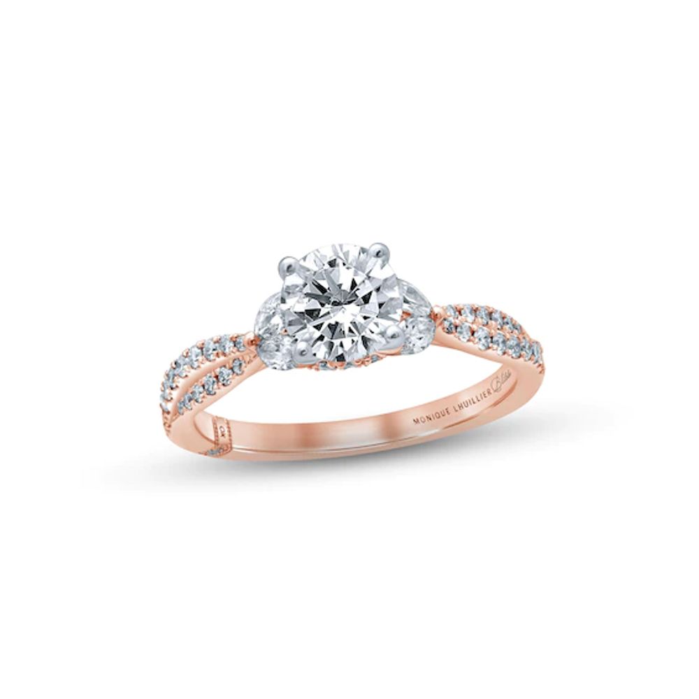 Monique Lhuillier Bliss Diamond Engagement Ring 1-3/8 ct tw Round & Marquise-cut 18K Two-Tone Gold