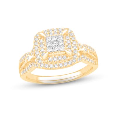 Diamond Engagement Ring 5/8 ct tw Princess & Round-cut 10K Yellow Gold