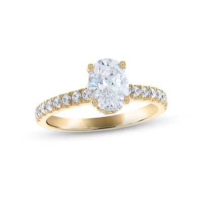 Diamond Engagement Ring 1-1/3 ct tw Oval & Round-cut 14K Yellow Gold
