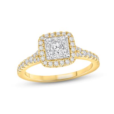 Multi-Diamond Engagement Ring 3/4 ct tw Round-cut 10K Two-Tone Gold