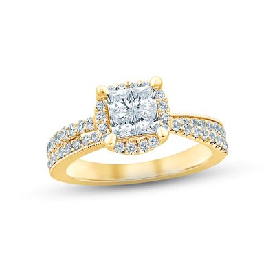Multi-Diamond Engagement Ring 1 ct tw Princess & Round-cut 14K Yellow Gold