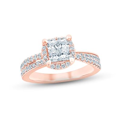 Multi-Diamond Engagement Ring 1 ct tw Princess & Round-cut 14K Rose Gold