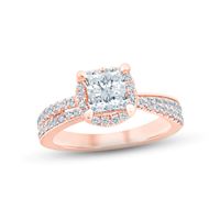 Multi-Diamond Engagement Ring 1 ct tw Princess & Round-cut 14K Rose Gold