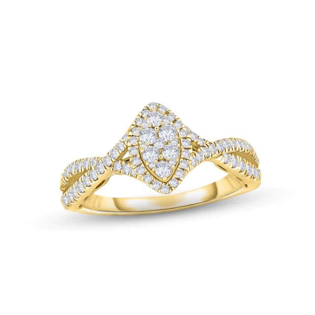 Multi-Diamond Engagement Ring 1/2 ct tw Round-cut 14K Yellow Gold