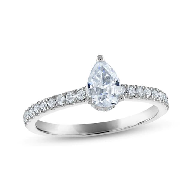 10K White Gold White Black Diamond Unique Bridal Engagement Ring Set 1.2ct  100296