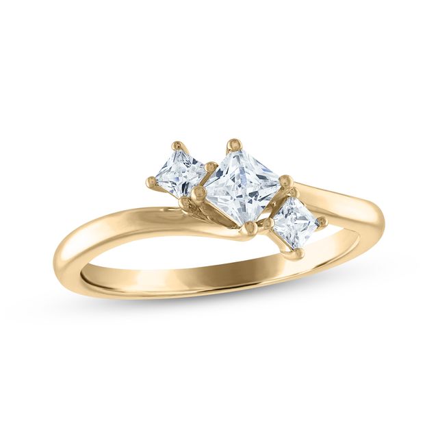 Memories Moments Magic Princess-Cut Diamond Three-Stone Engagement Ring 1/2 ct tw 14K Yellow Gold