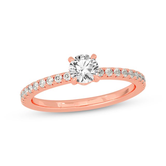 Round-Cut Diamond Gallery-Set Engagement Ring 3/4 ct tw 14K Rose Gold