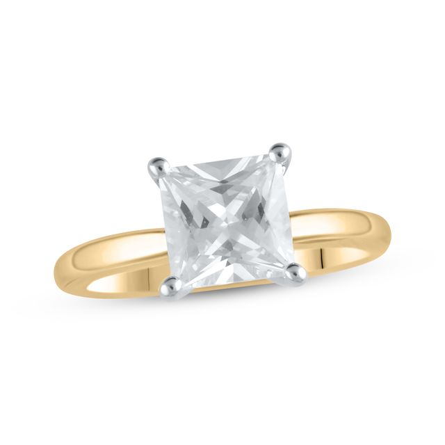 Lab-Created Diamonds by KAY Princess-Cut Solitaire Engagement Ring 2 ct tw 14K Yellow Gold (F/SI2)