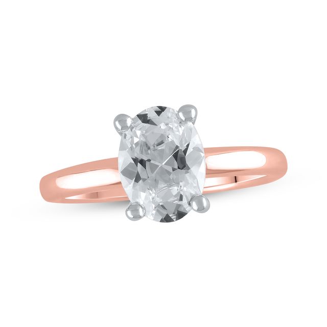 Lab-Created Diamonds by KAY Oval-Cut Solitaire Engagement Ring 2 ct tw 14K Rose Gold (F/SI2)