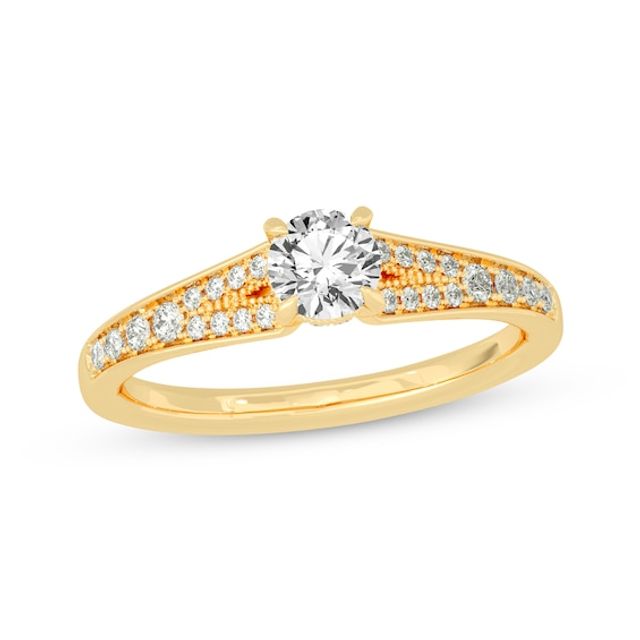 Round-Cut Split-Shank Engagement Ring 3/4 ct tw 14K Yellow Gold