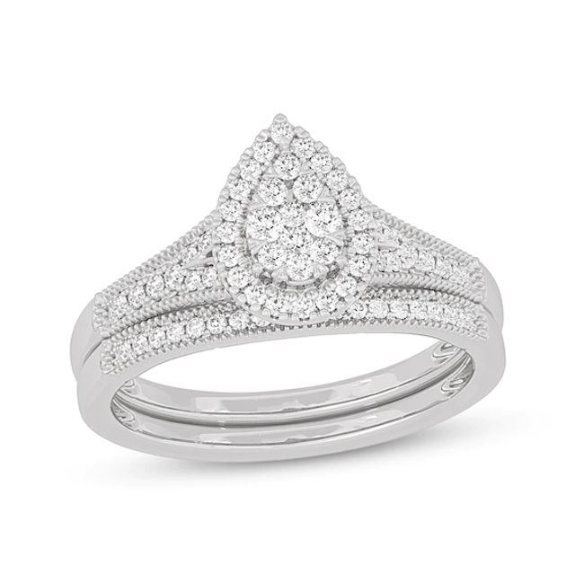 Round-Cut Diamond Pear-Shaped Bridal Set 3/8 ct tw 14K White Gold