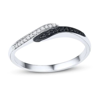 Diamond Ring 1/10 ct tw Black & White 10K White Gold