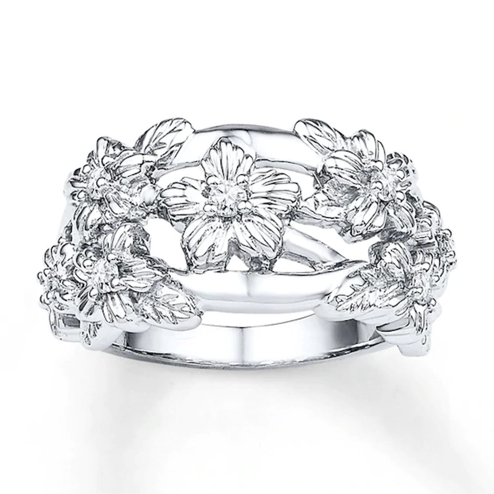 Kay Outlet Flower Ring 1/6 ct tw Diamonds Sterling Silver