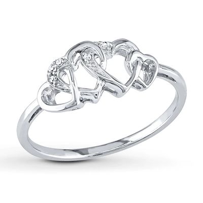 Heart Ring Diamond Accents 10K White Gold