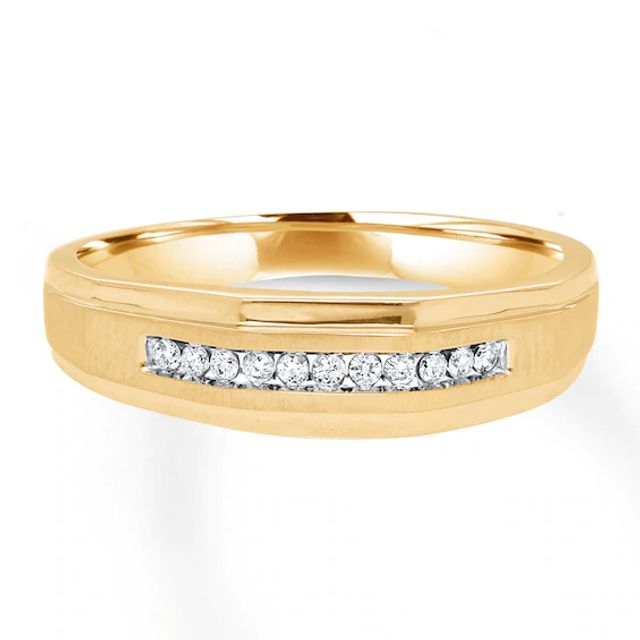 Men's Wedding Diamond Band 1/10 ct tw Round-cut 10K Yellow Gold