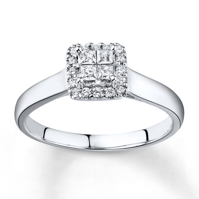 Diamond Engagement Ring 1/2 ct tw Princess-cut 10K White Gold