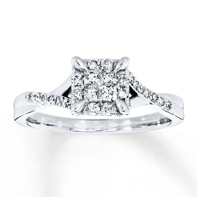 Diamond Engagement Ring 1/3 ct tw Princess-cut 10K White Gold