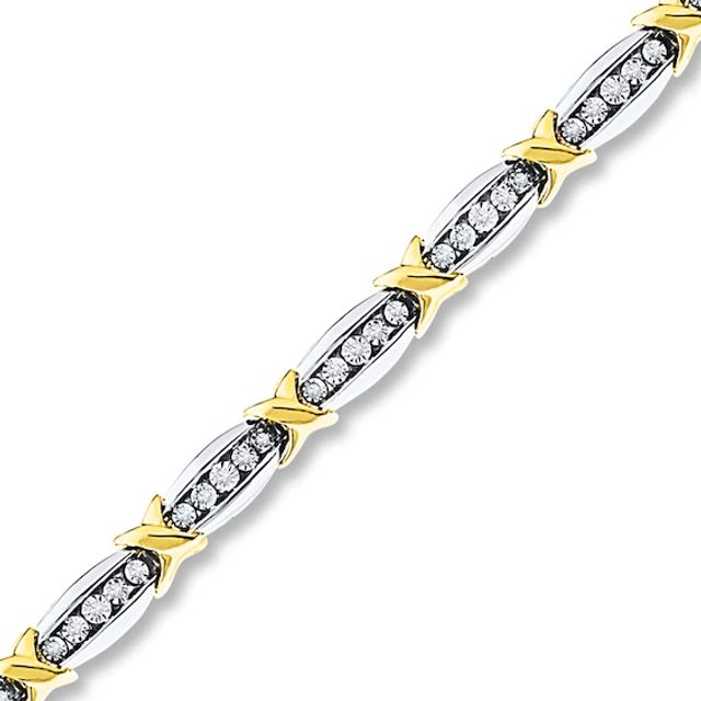 Diamond Bracelet 1/4 ct tw Round-cut Sterling Silver & 10K Yellow Gold