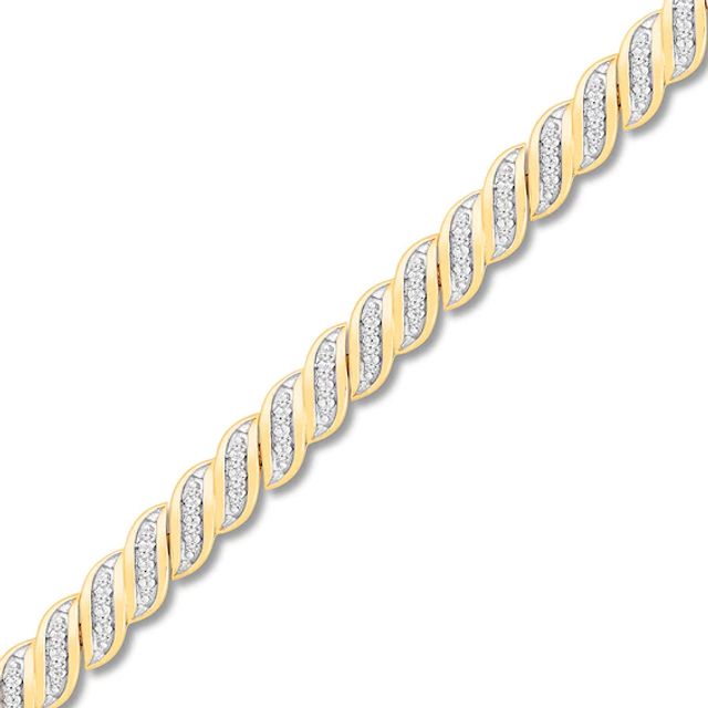 Diamond Bracelet 3/4 ct tw Round-cut 10K Yellow Gold 7.25"