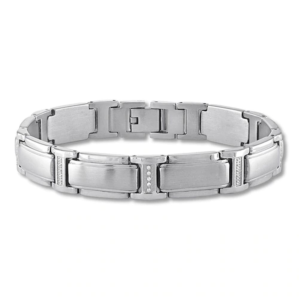 Men's Diamond Bracelet 1/10 ct tw Round-cut Stainless Steel 8.5"