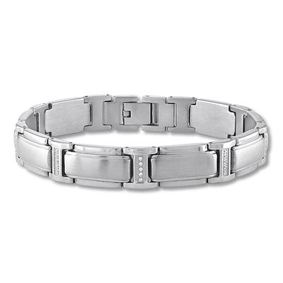 Men's Diamond Bracelet 1/10 ct tw Round-cut Stainless Steel 8.5