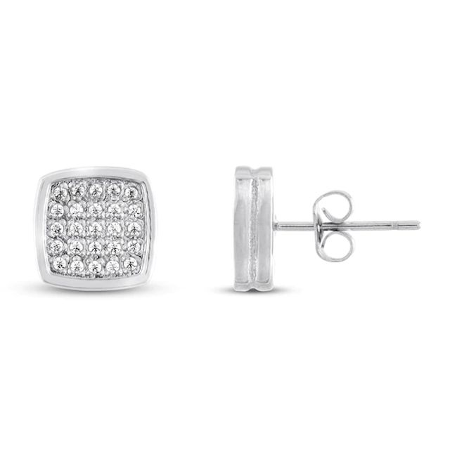 Men's Diamond Earrings 1/4 ct tw Round-cut Stainless Steel