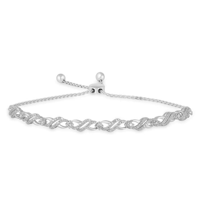 Diamond Bolo Bracelet 1/2 ct tw Round-cut Sterling Silver 9.5"