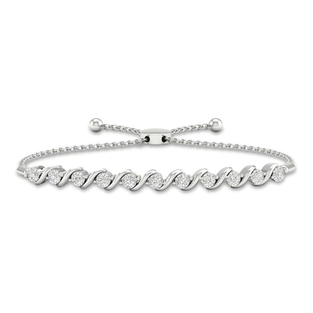 Diamond Bolo Bracelet 1/6 ct tw Round-cut Sterling Silver 9.5"