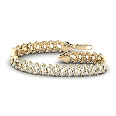 Men's Cuban Link Bracelet 1 ct tw 10K Yellow Gold 8.5"