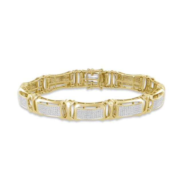Men's Diamond Link Bracelet 1-7/8 ct tw Round-cut 10K Yellow Gold 8.5"