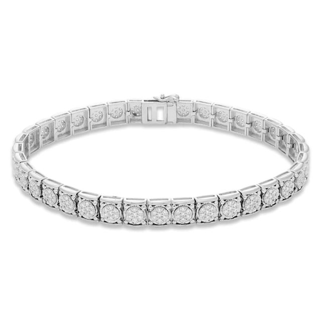 Men's Diamond Bracelet 1-1/3 ct tw Round-cut 10K White Gold 8.5"