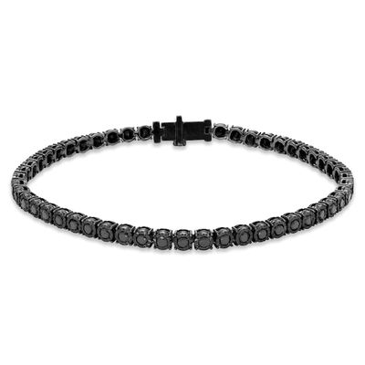 Men's Black Diamond Bracelet 4 ct tw Round-cut Sterling Silver 8.5"