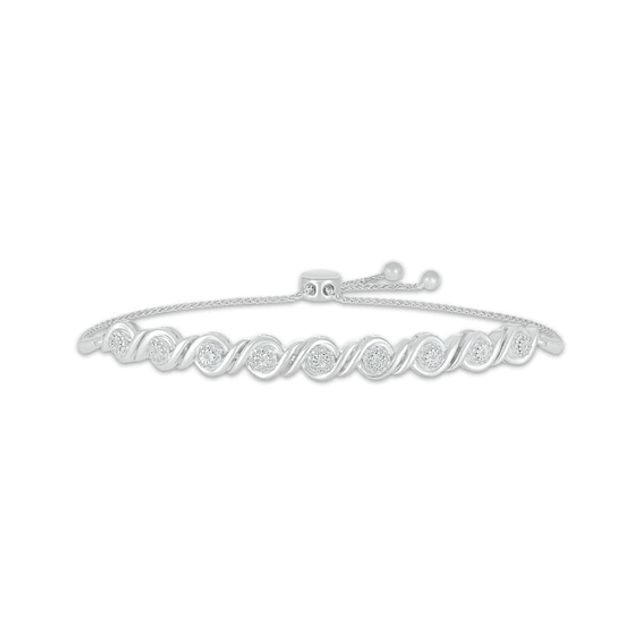 Round-Cut Diamond Link Bolo Bracelet 1/4 ct tw Sterling Silver 9.5"