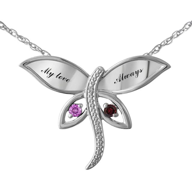 Couple's Birthstone Dragonfly Necklace