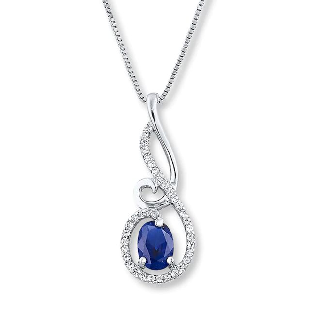 Lab-Created Sapphire Necklace Blue & White Sterling Silver