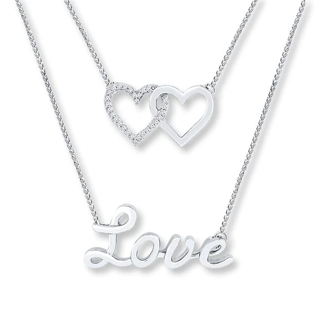 Love Layer Necklace Lab-Created White Sapphires Sterling Silver