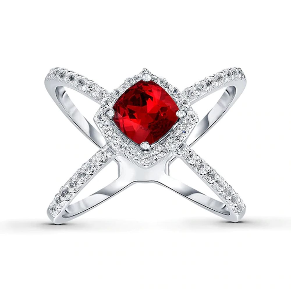 Certified Created Ruby Halo Ring, Princess Diana Inspired Engagement  Jewelry, AAAA Quality, 10K White Gold, Size:US 3.00 | Amazon.com