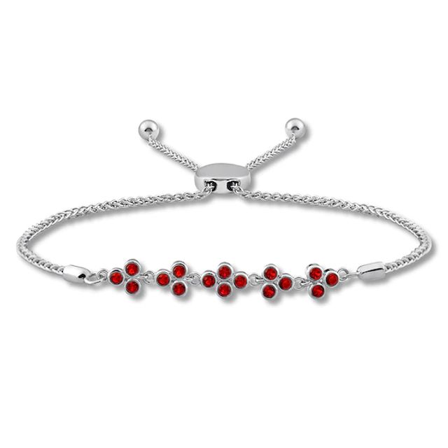 Lab-Created Ruby Bolo Bracelet Bezel-set Sterling Silver