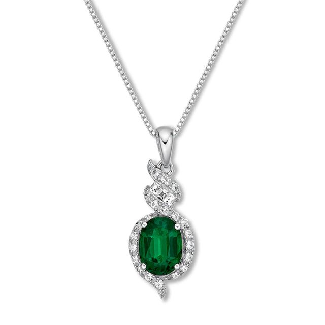 Lab-Created Emerald Necklace Sterling Silver