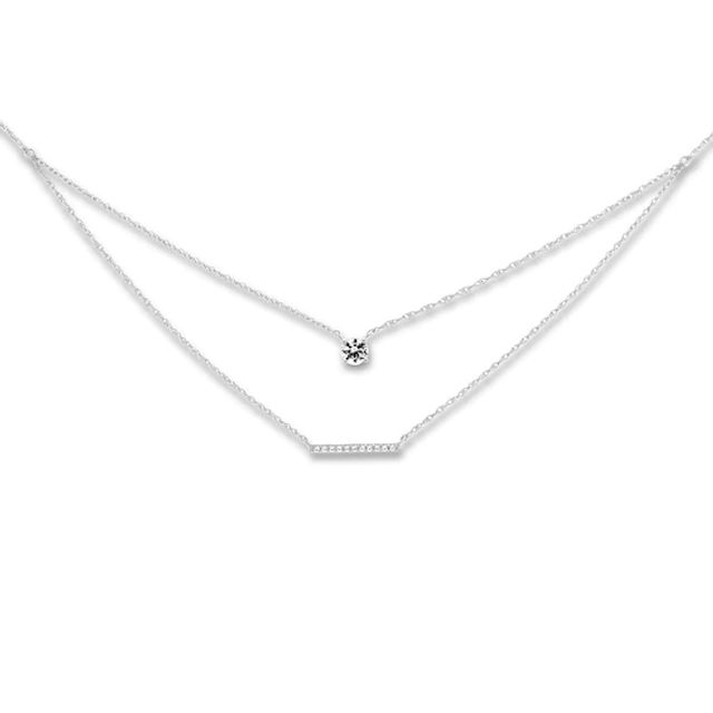 Lab-Created White Sapphire Layered Necklace Sterling Silver