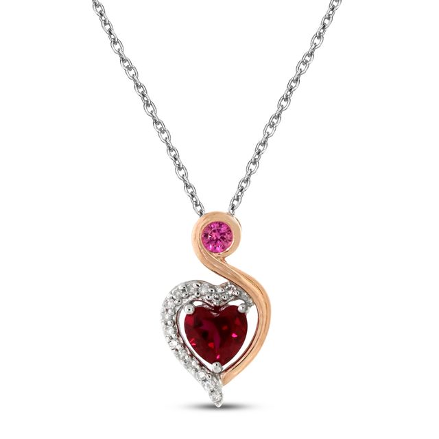 Forever Facets Lab Grown Diamond and Created Ruby Necklace in Sterling  Silver, Adult Female - Walmart.com