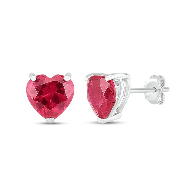 Lab-Created Ruby Stud Earrings Sterling Silver