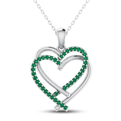 Emerald Heart Necklace Sterling Silver 18"